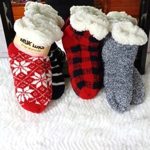 Womans Thick Muk Luks 4Pair 2 Ankle Fleece 2 Calf New 1Price